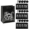 4 1/4" x 5 1/2" Small Black & White Thank You Paper Gift Bags with Tags - 12 Pc. Image 1
