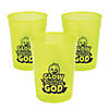 4" 10 oz. Christian Pumpkin Glow-in-the-Dark Reusable BPA-Free Plastic Cups - 12 Ct. Image 1