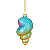 4.25" Blue and Pink Seashell Glass Christmas Ornament Image 3