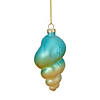 4.25" Blue and Pink Seashell Glass Christmas Ornament Image 4