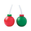 4 3/4" 14 oz. Christmas Bulb Reusable BPA-Free Plastic Cups with Lids & Straws - 12 Ct. Image 1