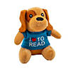 4 3/4" Stuffed Puppies with I Love to Read Blue T-Shirt - 12 Pc. Image 1