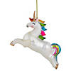 4.5" White Unicorn with Rainbow Mane Glittered Christmas Glass Ornament Image 1