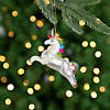 4.5" White Unicorn with Rainbow Mane Glittered Christmas Glass Ornament Image 1