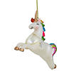 4.5" White Unicorn with Rainbow Mane Glittered Christmas Glass Ornament Image 2
