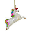 4.5" White Unicorn with Rainbow Mane Glittered Christmas Glass Ornament Image 3