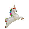 4.5" White Unicorn with Rainbow Mane Glittered Christmas Glass Ornament Image 4