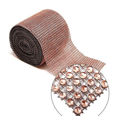 4.5" x 10 yards 24 Rose Gold Diamond Mesh Wrap Image 1