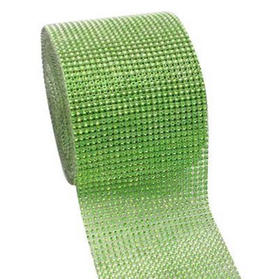 4.5" x 10 yards 24 Rows Apple Green Diamond Mesh Wrap Image 1