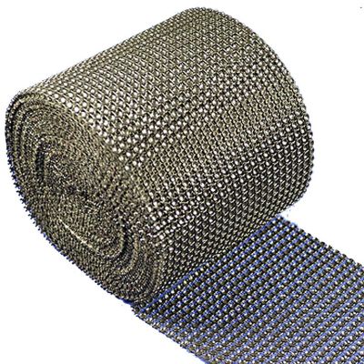 4.5" x 10 yards 24 Rows Black with Silver Diamond Mesh Wrap Image 2