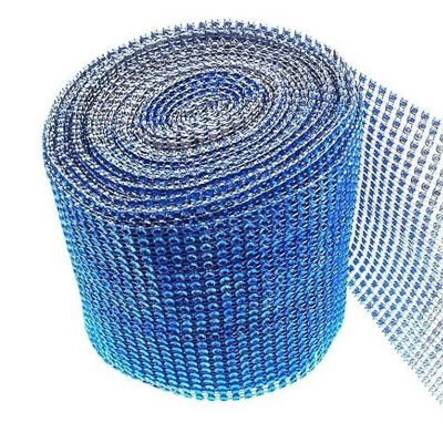 4.5" x 10 yards 24 Rows Blue Diamond Mesh Wrap Image 1