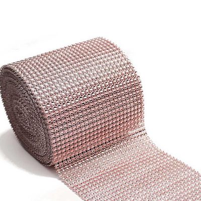 4.5" x 10 yards 24 Rows Blush Diamond Mesh Wrap Image 1