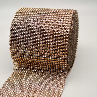 4.5" x 10 yards 24 Rows Champagne Diamond Mesh Wrap Image 1