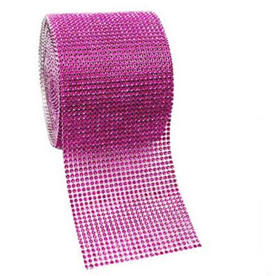 4.5" x 10 yards 24 Rows Fuchsia Diamond Mesh Wrap Image 1
