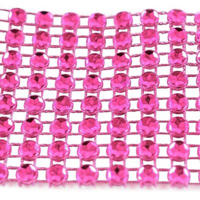 4.5" x 10 yards 24 Rows Fuchsia Diamond Mesh Wrap Image 1