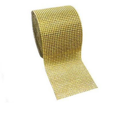 4.5" x 10 yards 24 Rows Gold Diamond Mesh Wrap Image 1