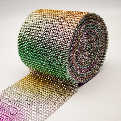 4.5" x 10 yards 24 Rows Multi Colored Diamond Mesh Wrap Image 1
