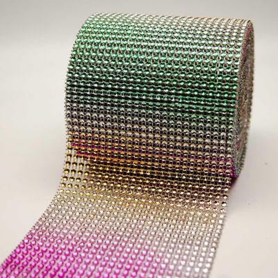 4.5" x 10 yards 24 Rows Multi Colored Diamond Mesh Wrap Image 2