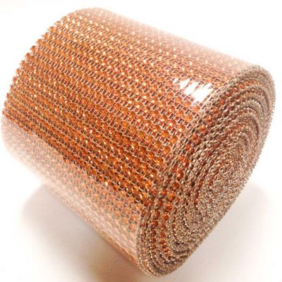 4.5" x 10 yards 24 Rows Orange Diamond Mesh Wrap Image 1