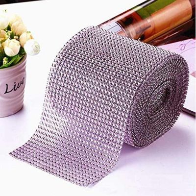 4.5" x 10 yards 24 Rows Pink Diamond Mesh Wrap Image 1