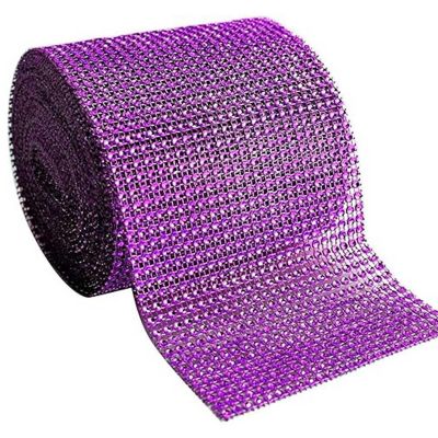 4.5" x 10 yards 24 Rows Purple Diamond Mesh Wrap Image 1