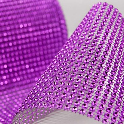 4.5" x 10 yards 24 Rows Purple Diamond Mesh Wrap Image 1