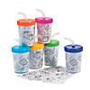4" 6 oz. Color Your Own Animals BPA-Free Plastic Cups with Lids & Straws - 12 Ct. Image 1