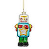 4.75" Multi-Colored Glass Robot Christmas Ornament Image 1