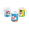 4" 8 oz. Color Your Own Winter Reusable BPA-Free Plastic Mugs - 12 Ct. Image 1