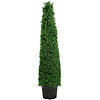 4' Artificial Boxwood Cone Topiary Tree with Pot  Unlit Image 1