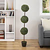 4' Artificial Two-Tone Boxwood Triple Ball Topiary Tree with Round Pot  Unlit Image 2