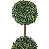 4' Artificial Two-Tone Boxwood Triple Ball Topiary Tree with Round Pot  Unlit Image 3