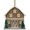 4" Battery Operated Lighted Rustic House with Trees Christmas Ornament Image 1