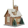 4" Battery Operated Tan Brown and White Lighted House Christmas Ornament Image 2
