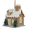 4" Battery Operated Tan Brown and White Lighted House Christmas Ornament Image 3