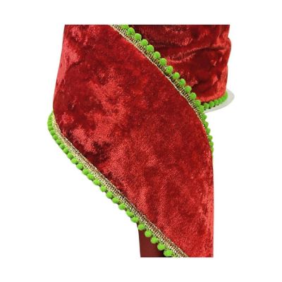 4" Beaded Pom Edge Ribbon: Red/Lime (10 Yards) Image 2