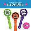 4" Bulk 48 Pc. Mini Halloween Eyeball, Pumpking & Skull Plastic Hand Clappers Image 2