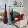 4 Ft. - 6 Ft. Collapsible Red, White & Green Tinsel Christmas Tree Set - 3 Pc. Image 1