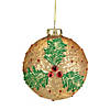 4" Gold Holly Berry Mercury Glass Ball Christmas Ornament Image 1