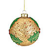 4" Gold Holly Berry Mercury Glass Ball Christmas Ornament Image 2