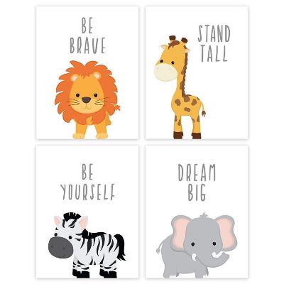 4 Jungle Animals Inspirational 8.5x11in Image 1
