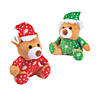 4" Mini Christmas Brown Stuffed Teddy Bears with Santa Hat - 12 Pc. Image 1