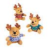 4" Mini Ugly Christmas Sweater Brown Stuffed Reindeers - 12 Pc. Image 1