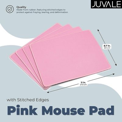 4 Pack Computer Mouse Pad Mousepad with Stitched Edges, Pink 11" x 8.7" Image 1