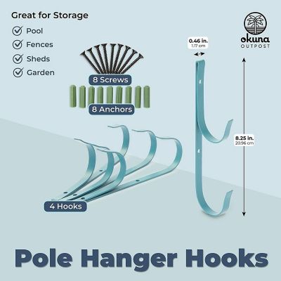 4 Pack Pole Hangers Pools, Lightweight Garden Tools , Blue, 8.25" Image 1