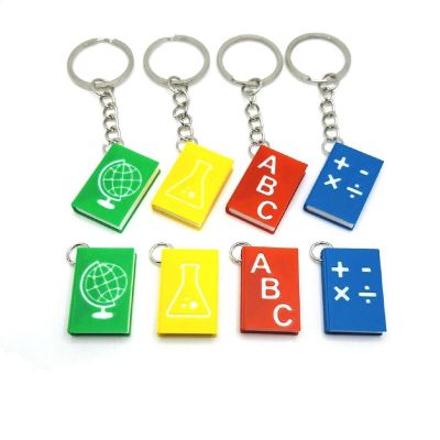 4 Pc Teacher Subject Book Keychains Image 1