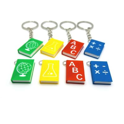 4 Pc Teacher Subject Book Keychains Image 1