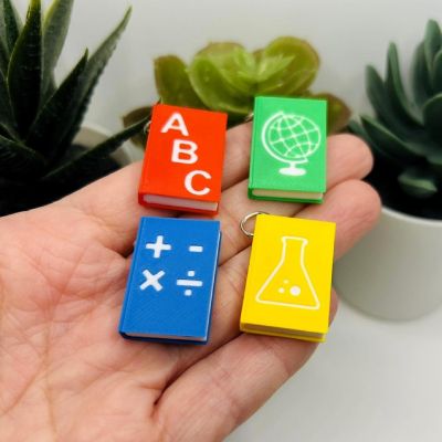 4 Pc Teacher Subject Book Keychains Image 2