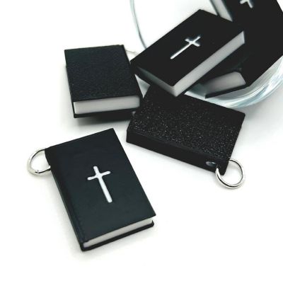4 Pcs 3D Black Bible Book Charms Image 1