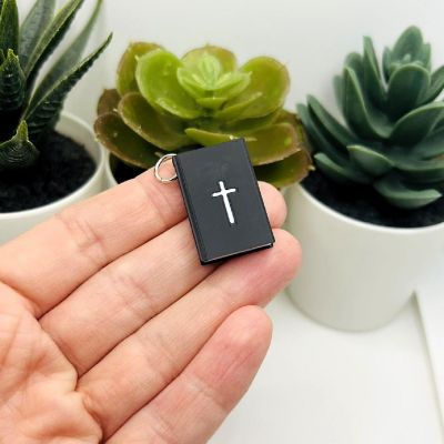 4 Pcs 3D Black Bible Book Charms Image 1